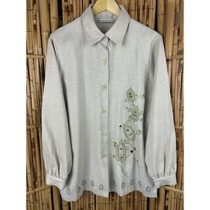 Patchington Womens VTG Long Sleeve Floral Embroidered Blouse Size Med Grannycore